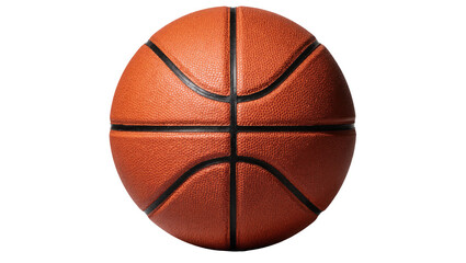Fototapeta premium Orange textured basketball with black seams, isolated on transparent background