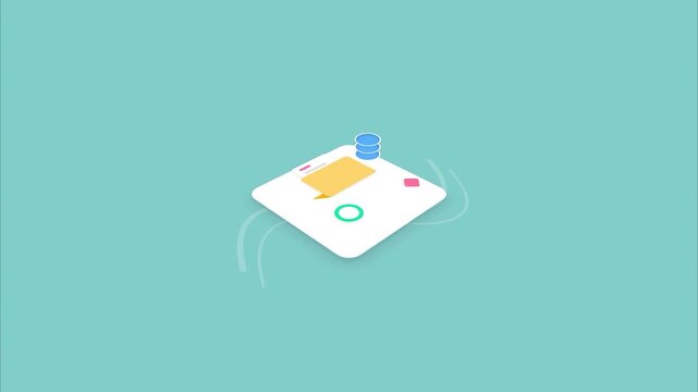 Isometric cloud data storage database server icon pattern minimalist flat motion graphics design concept for digital infrastructure and network management
