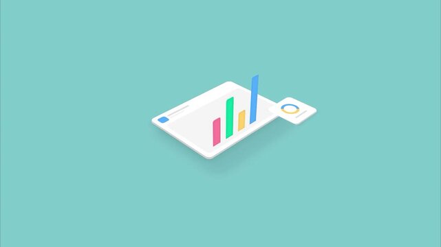 Financial data analytics growth bar chart business report documents minimalist 3d isometric illustration clean design presentation marketing statistics asset