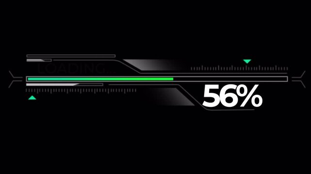 Loading progress bar animation displaying digital percentage completion for video projects