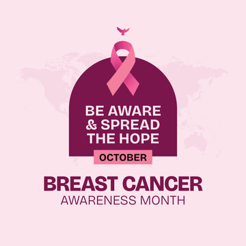 Breast Cancer Awareness Month October Be Aware and Spread the Hope Pink Ribbon Poster Design