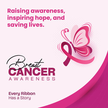 Breast Cancer Awareness Raising Awareness Inspiring Hope Saving Lives Poster