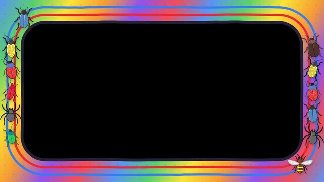 Colorful Hand Drawn Insect Border Overlay Frame Animation Loop