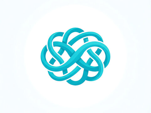 Abstract Turquoise Infinity Knot Geometric Vector Logo Design Element for Modern Branding and Infinite Connectivity Concepts