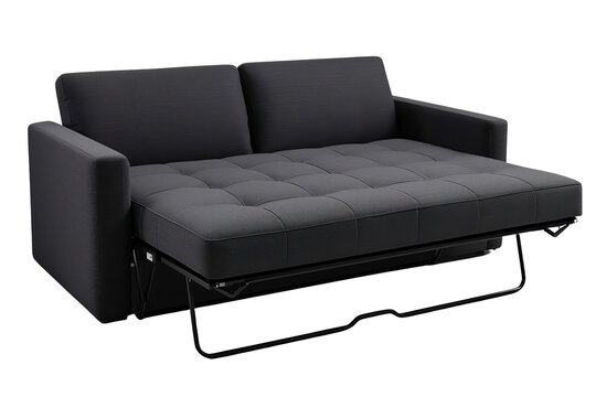 Black convertible sofa bed with extended mattress