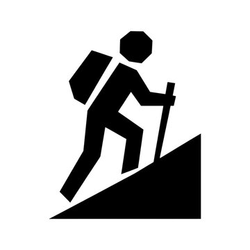 PNG Hiker icon climbing a steep mountain slope.