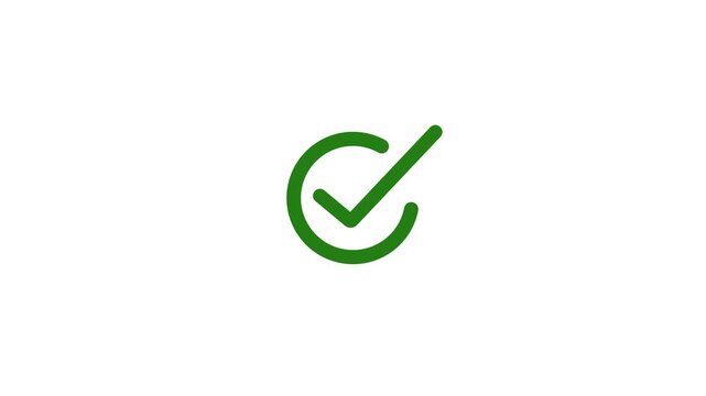 Green circle and tick mark with white background animation.