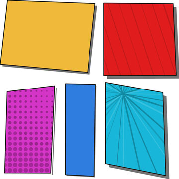 Set of colorful comic book speech bubbles and panels