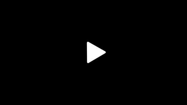 play button icon for video media player interface navigation isolated on a clean black background motion animation.