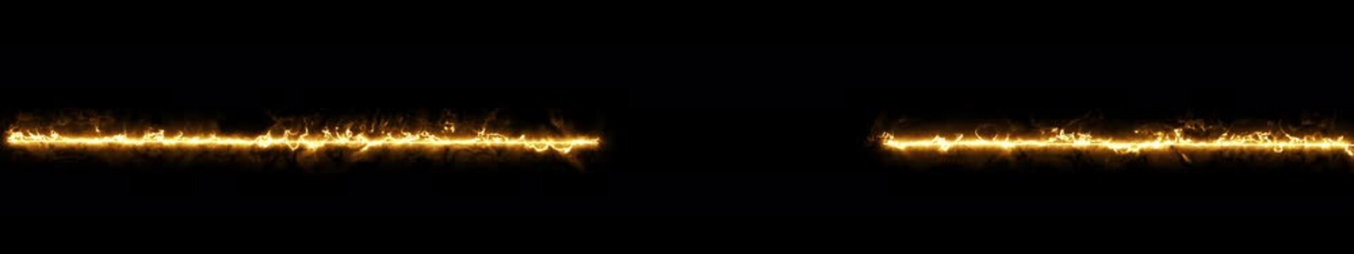 Straight fire neon glowing line. animation streaming across the screen on a black background.