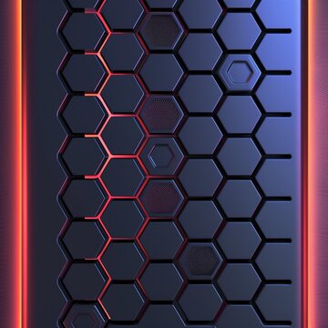 Modern app background with hex pattern and gradient lighting.