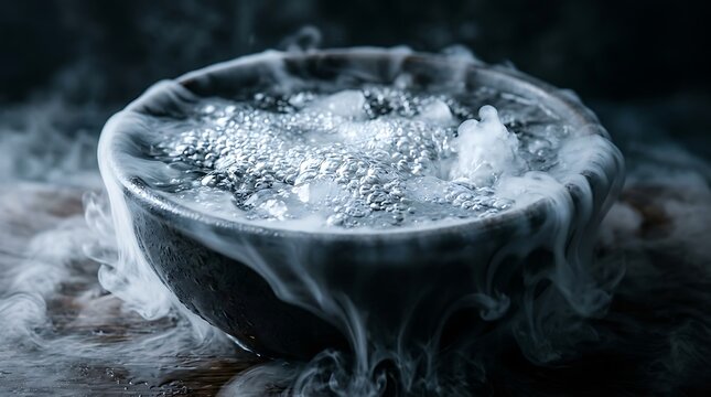 Dry ice sublimating in water