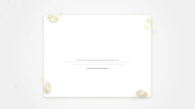 Blank White Card with Gold Floral Accents and Copy Space