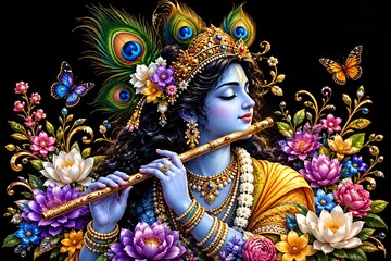 Fototapeta premium Shree Krishna Hindu divine illustration 