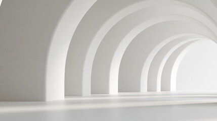 Fototapeta premium Minimalist white architectural arches with soft sunlight and shadows background
