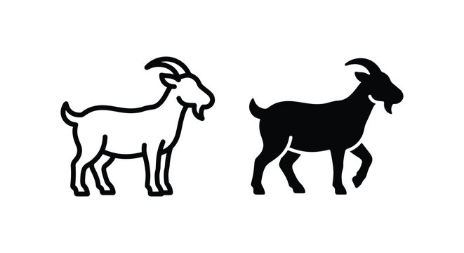 Two goat silhouettes one black and one white against a white background