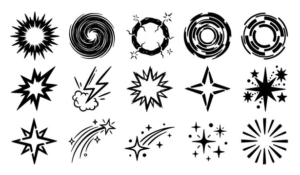 Dynamic Comic Burst and Sparkle Decorative Vector Elements