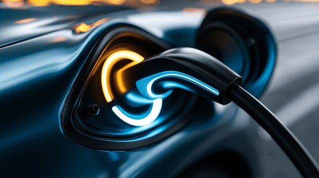 Close-up of an electric vehicle charging port showcasing modern design and innovation.