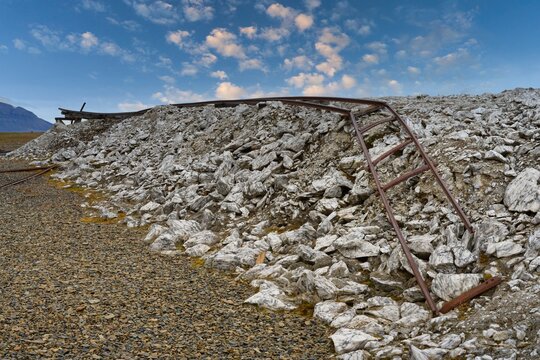 Abandoned Skansbukta mine, Billefjorden, Spitsbergen Island, Svalbard Archipelago, Norway