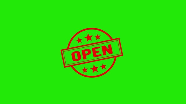 Animated open stamp motion with customizable colors on green screen