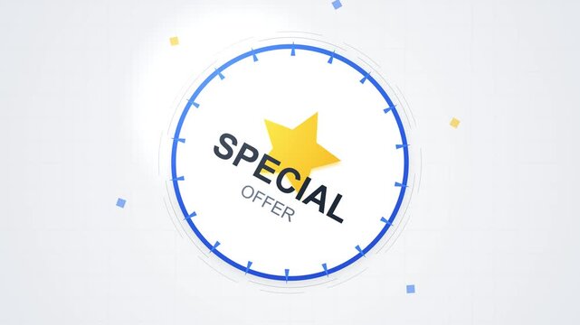 Special Offer Graphic with Yellow Star and Blue Circle Frame