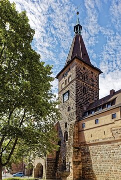 Laufer striking tower, built 1520, inner Laufer square, second last town fortification, town wall, Sebalder old town, Nuremberg, Middle Franconia, Franconia, Bavaria, Germany