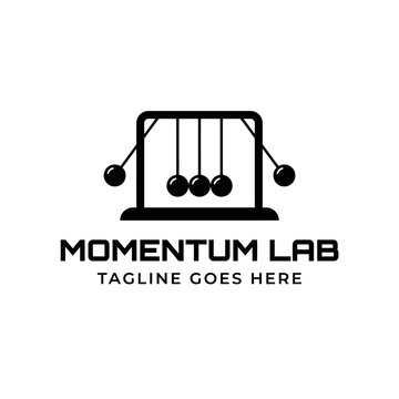 Newton's cradle physics logo for Momentum Lab.