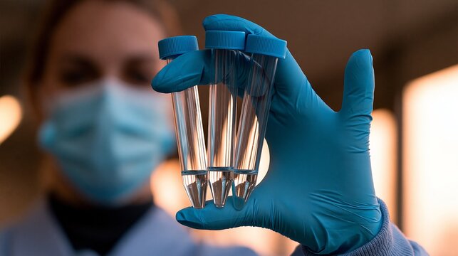 Researcher holding test tubes, showcasing laboratory experimentation and scientific discovery.