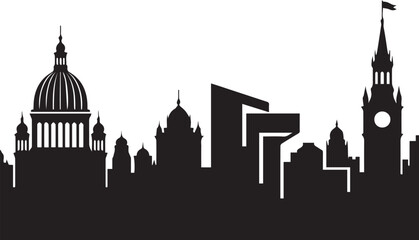 Fototapeta premium Architectural Silhouettes Black and White Vector Collection