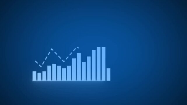 blue and white colour Minimalist bar chart and line graph animation showing financial growth and market data analysis for business presentation