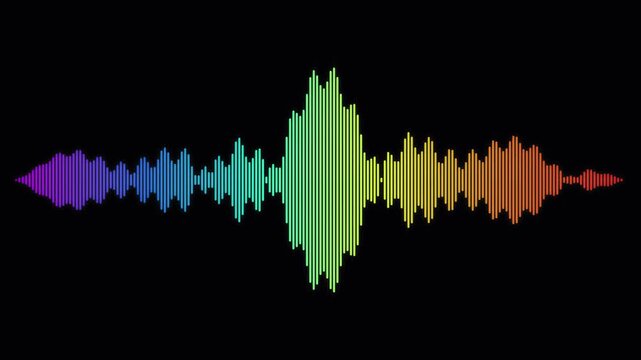 audio spectrum visualizer. Colorful audio spectrum waveform on black background
