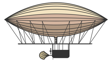 Vintage airship color drawing. Dirigible flying doodle © vectortatu