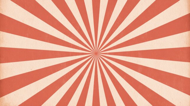 Retro sunburst pattern with aged paper texture in red and cream