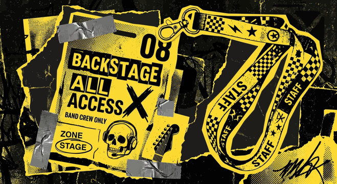Backstage Access Pass and Lanyard, Music Event, Rock Concert Vibe