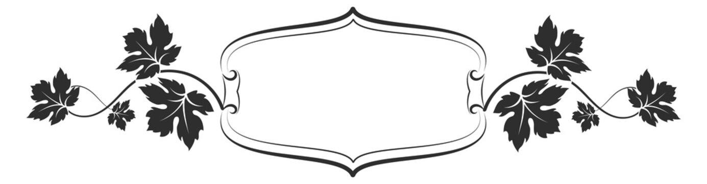 Decorative floral frame with black vine foliage drawing