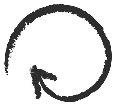 Round arrow with grungy textured. Brush stroke circle