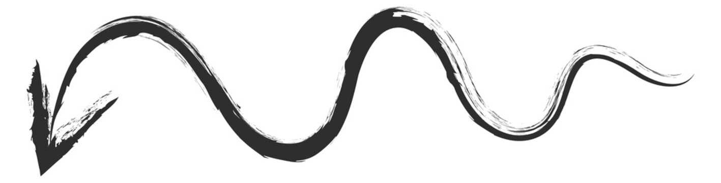 Arrow with black paint texture. Grungy style element