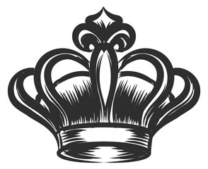 Emperor crown engraving. Royal emblem. Hand drawn logo © vectortatu