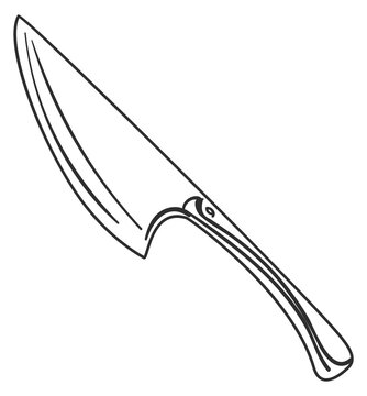 Kitchen knife icon. Chef cooking tool drawing