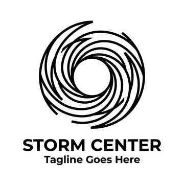 Storm center swirling vortex weather logo.