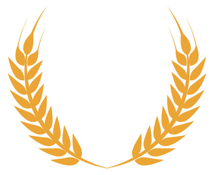 Golden barley wreath template. Retro trophy symbol
