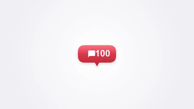 Social media notification pop up. Red social media chat notification bubble with number thirty-three