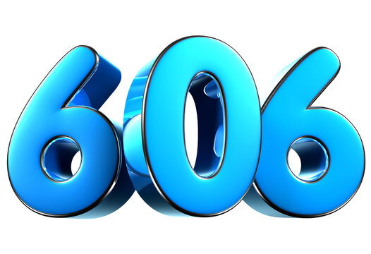 Blue number 606 3d illustration. Advertising signs. Product design. Product sales