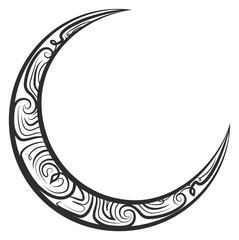 Decorative crescent shape with ornate pattern. Islamic symbol © vectortatu