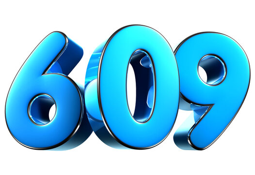 Blue number 609 3d illustration. Advertising signs. Product design. Product sales