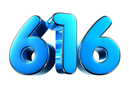 Blue number 616 3d illustration. Advertising signs. Product design. Product sales