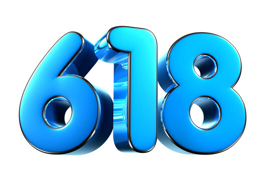Blue number 618 3d illustration. Advertising signs. Product design. Product sales