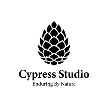 Stylized cypress cone logo for nature-inspired branding.