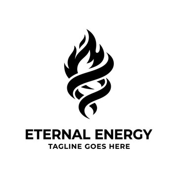 Stylized flame logo representing eternal energy and fire.