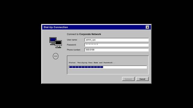 Retro Dial Up Internet Connection Animation Concept